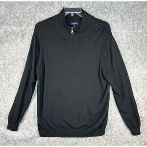 Croft & Barrow Men's Black Knitted Long Sleeve 1/4 Zip Pullover Sweater Sz XL